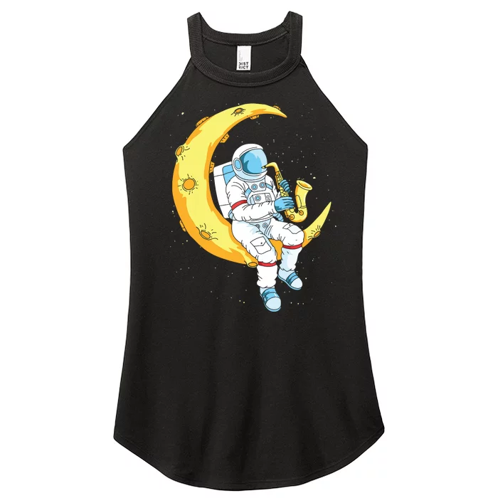 Saxophone Player Astronaut Saxophonist Moon Jazz Musician Women’s Perfect Tri Rocker Tank