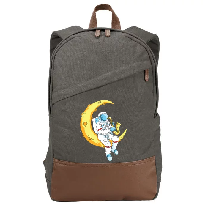 Saxophone Player Astronaut Saxophonist Moon Jazz Musician Cotton Canvas Backpack