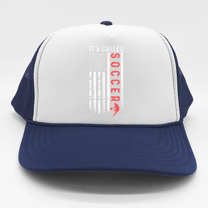 Soccer Players American Flag It's Called Soccer Funny Futbol Trucker Hat