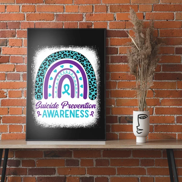 Suicide Prevention Awareness Rainbow Teal & Purple Ribbon Poster