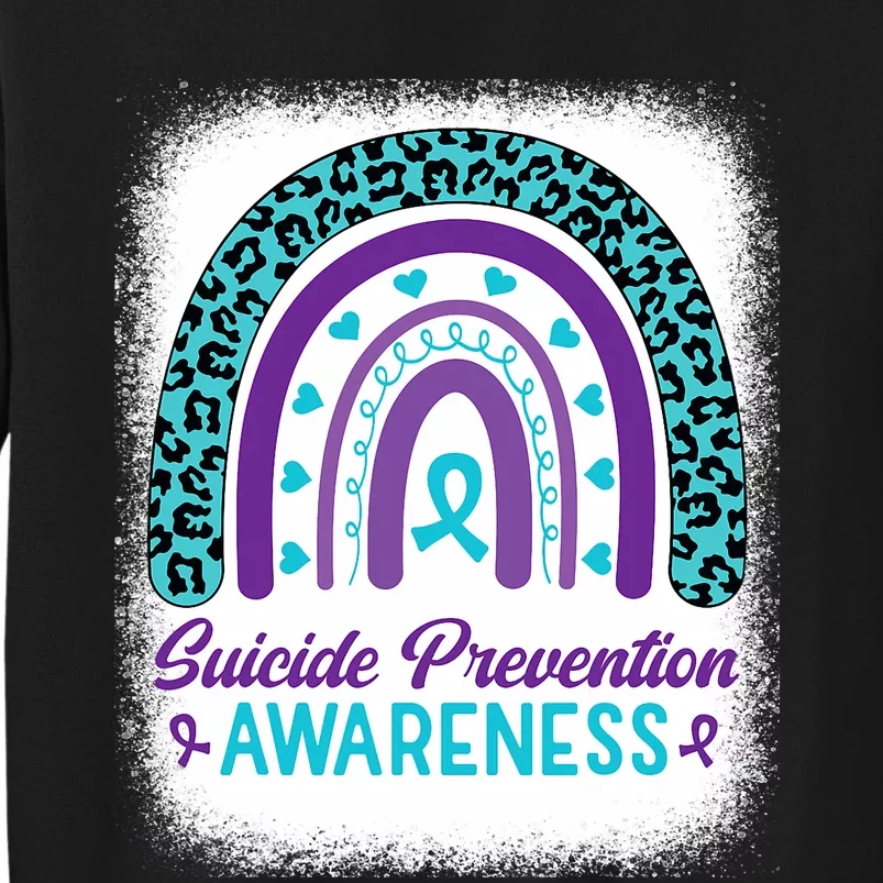 Suicide Prevention Awareness Rainbow Teal & Purple Ribbon Tall Sweatshirt