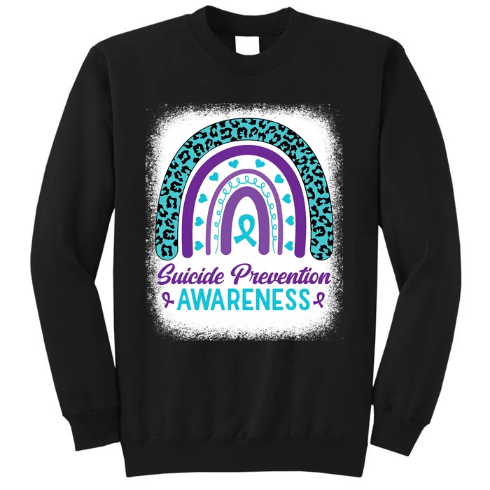 Suicide Prevention Awareness Rainbow Teal & Purple Ribbon Tall Sweatshirt