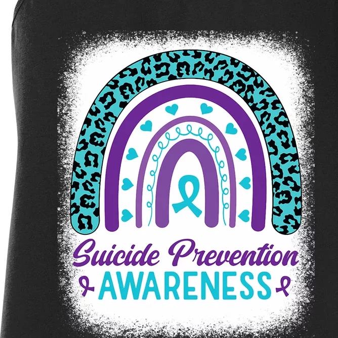 Suicide Prevention Awareness Rainbow Teal & Purple Ribbon Women's Racerback Tank