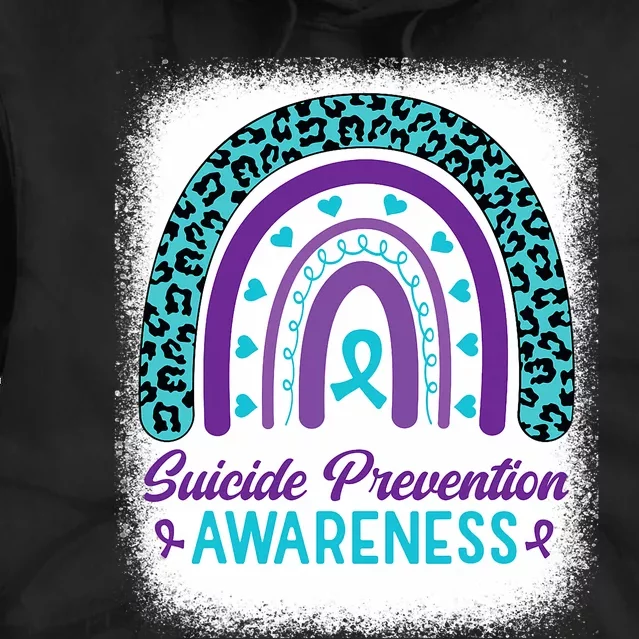 Suicide Prevention Awareness Rainbow Teal & Purple Ribbon Tie Dye Hoodie