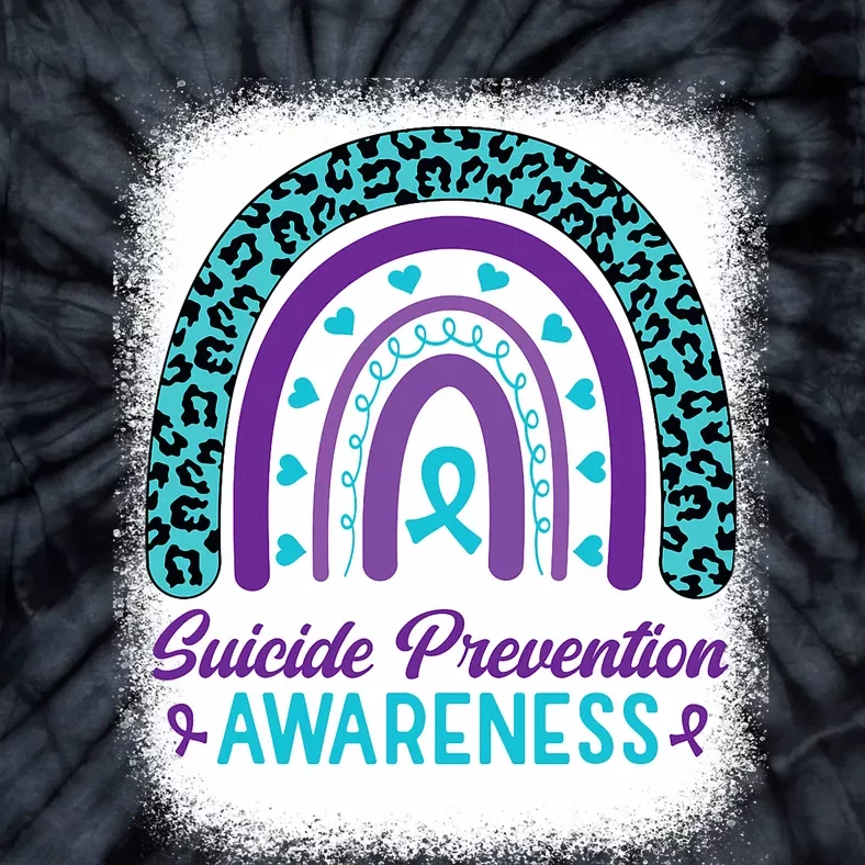 Suicide Prevention Awareness Rainbow Teal & Purple Ribbon Tie-Dye T-Shirt