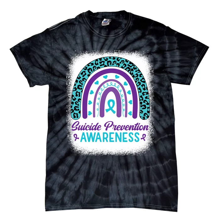 Suicide Prevention Awareness Rainbow Teal & Purple Ribbon Tie-Dye T-Shirt