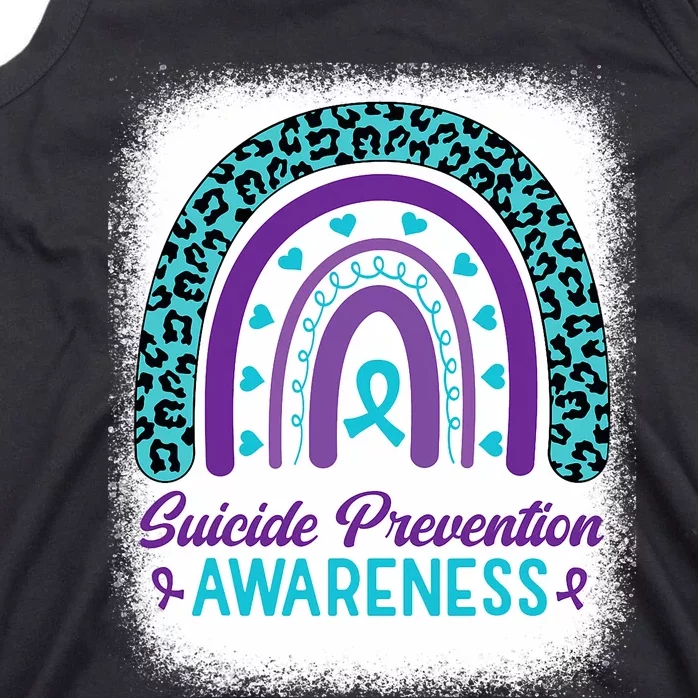 Suicide Prevention Awareness Rainbow Teal & Purple Ribbon Tank Top