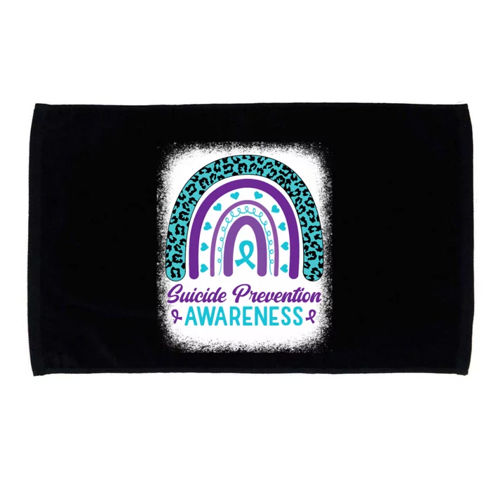 Suicide Prevention Awareness Rainbow Teal & Purple Ribbon Microfiber Hand Towel