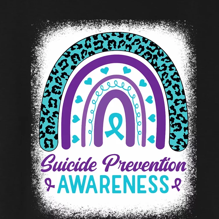 Suicide Prevention Awareness Rainbow Teal & Purple Ribbon Women's Crop Top Tee