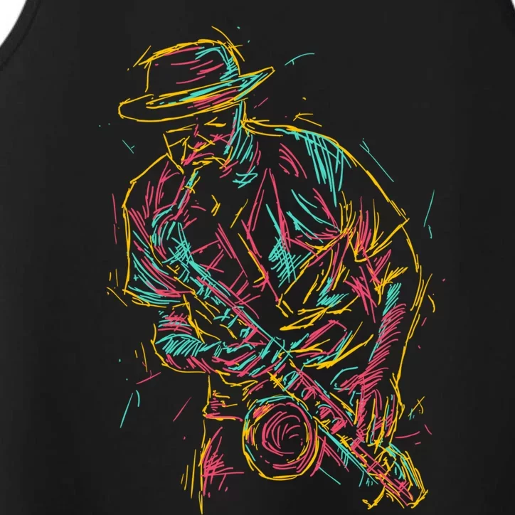 Saxophone Player Abstract Art Gift Performance Tank