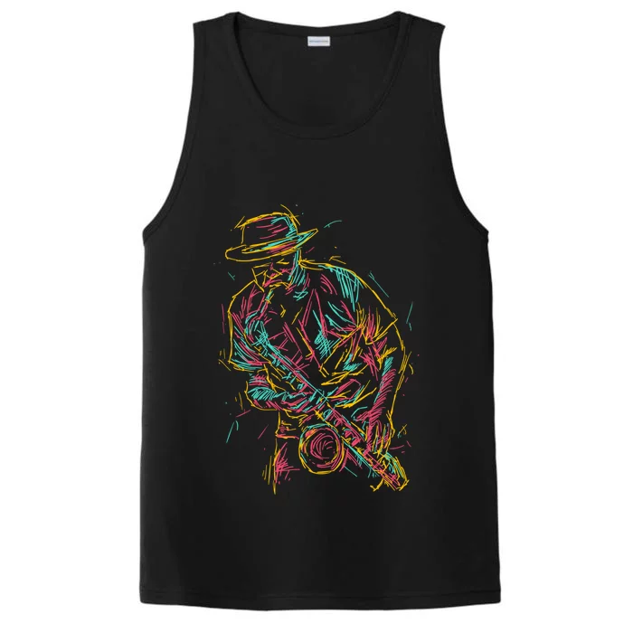 Saxophone Player Abstract Art Gift Performance Tank