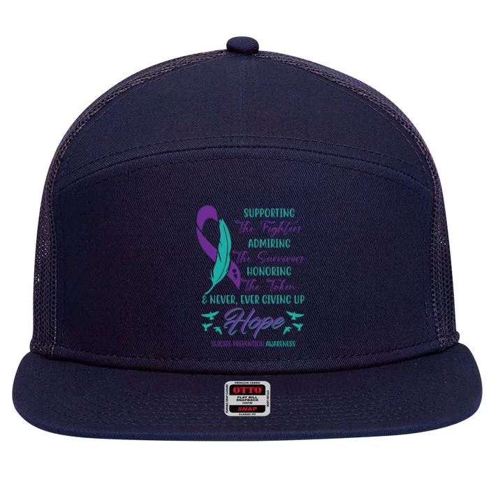 Suicide Prevention Awareness Hope Quote 7 Panel Mesh Trucker Snapback Hat