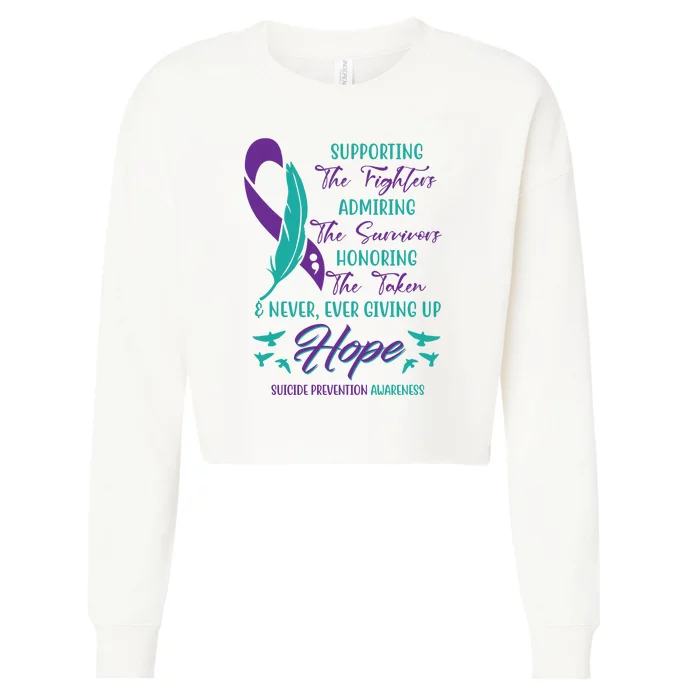 Suicide Prevention Awareness Hope Quote Cropped Pullover Crew