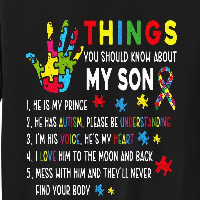 Support Parents Autism Mom Dad Tall Sweatshirt