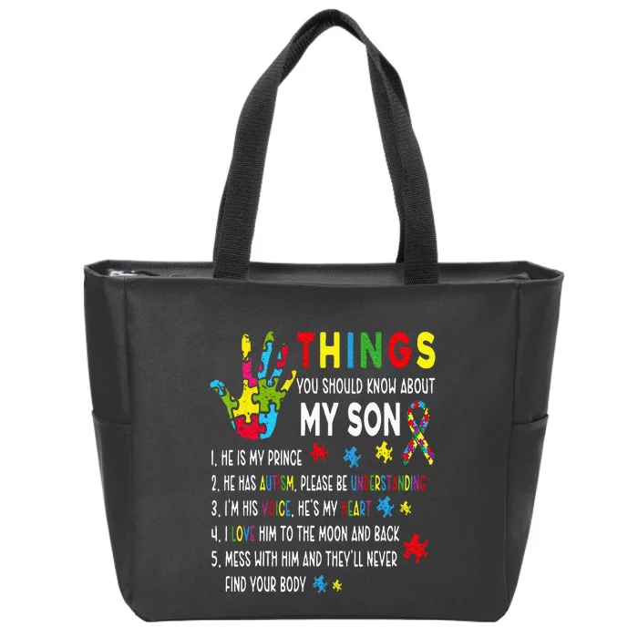 Support Parents Autism Mom Dad Zip Tote Bag