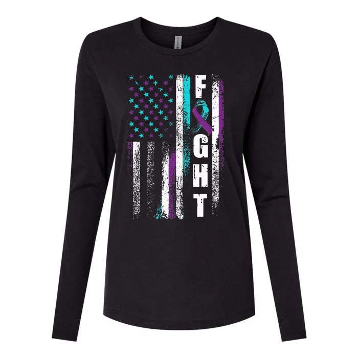 Suicide Prevention Awareness American Flag Distress Womens Cotton Relaxed Long Sleeve T-Shirt