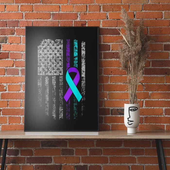 Suicide Prevention Awareness American Flag Ribbon Support Poster