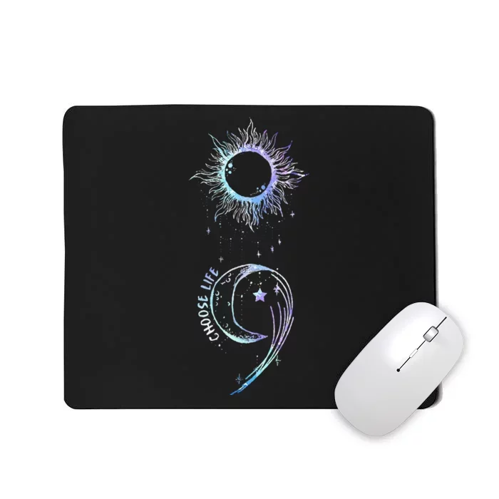 Suicide Prevention Awareness Choose Life Semicolon Gothic Mousepad