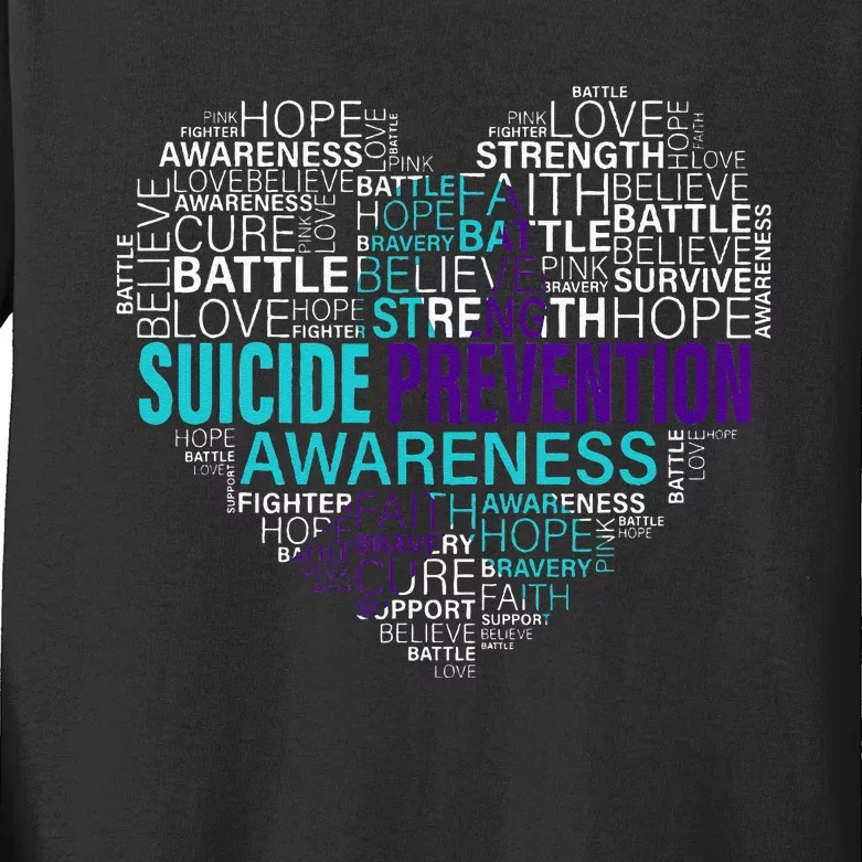 Suicide Prevention Awareness Fight Hope Strong Warriors Kids Long Sleeve Shirt