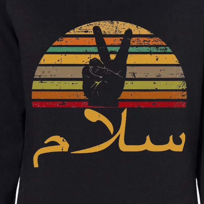 Salam Peace Arabic Retro Calligraphy Womens California Wash Sweatshirt