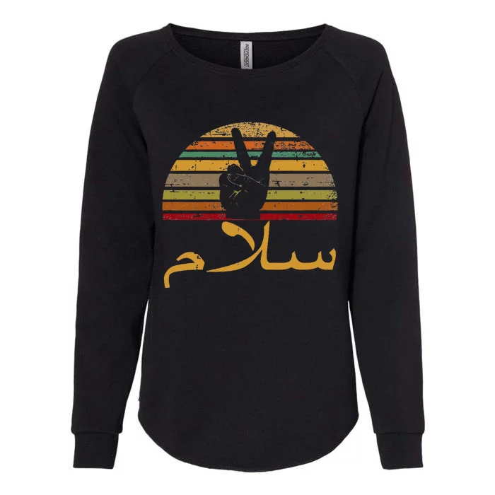 Salam Peace Arabic Retro Calligraphy Womens California Wash Sweatshirt