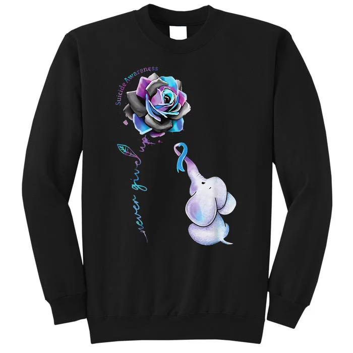 Suicide Prevention Awareness Flower Elephant Ribbon Gift Sweatshirt