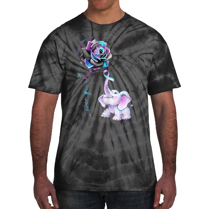 Suicide Prevention Awareness Flower Elephant Ribbon Gift Tie-Dye T-Shirt