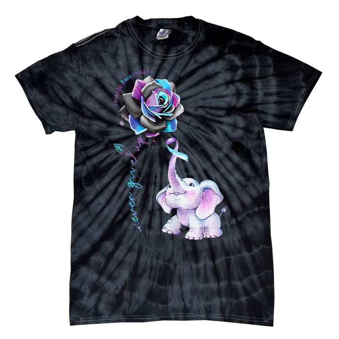 Suicide Prevention Awareness Flower Elephant Ribbon Gift Tie-Dye T-Shirt