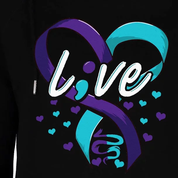 Suicide Prevention Awareness Live Love Semicolon Womens Funnel Neck Pullover Hood