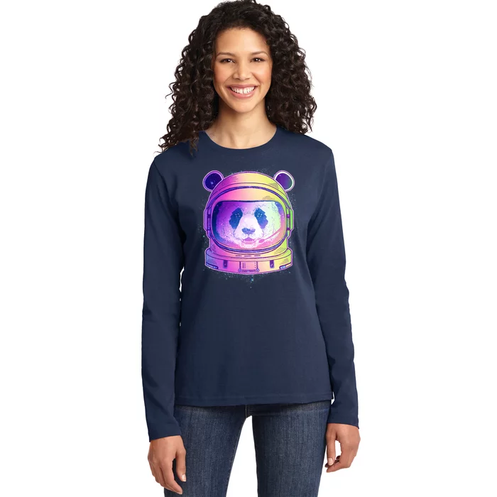 Space Astro Panda Ladies Long Sleeve Shirt