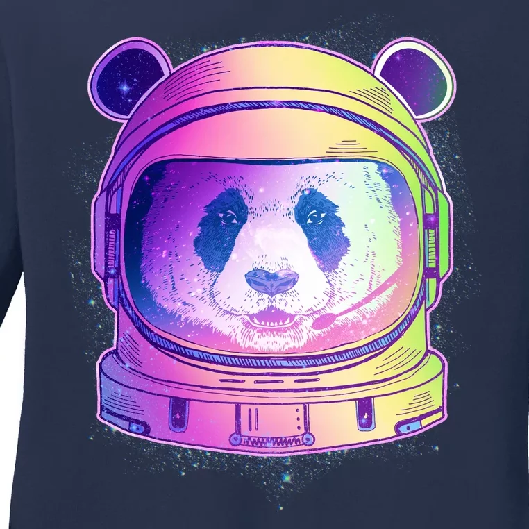 Space Astro Panda Ladies Long Sleeve Shirt