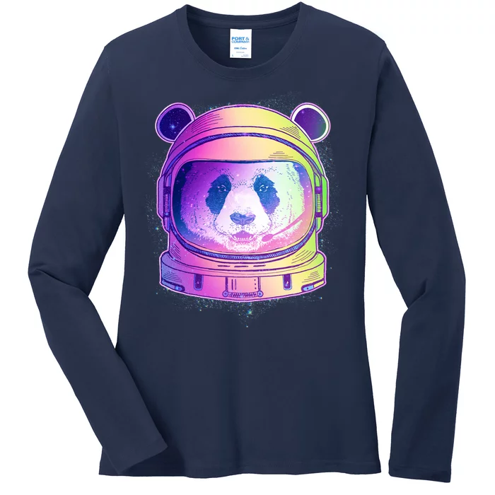 Space Astro Panda Ladies Long Sleeve Shirt