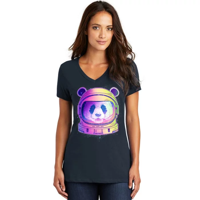 Space Astro Panda Women's V-Neck T-Shirt