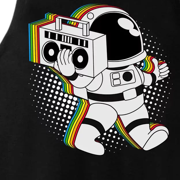 Space Astronaut Boombox Ladies Tri-Blend Wicking Tank