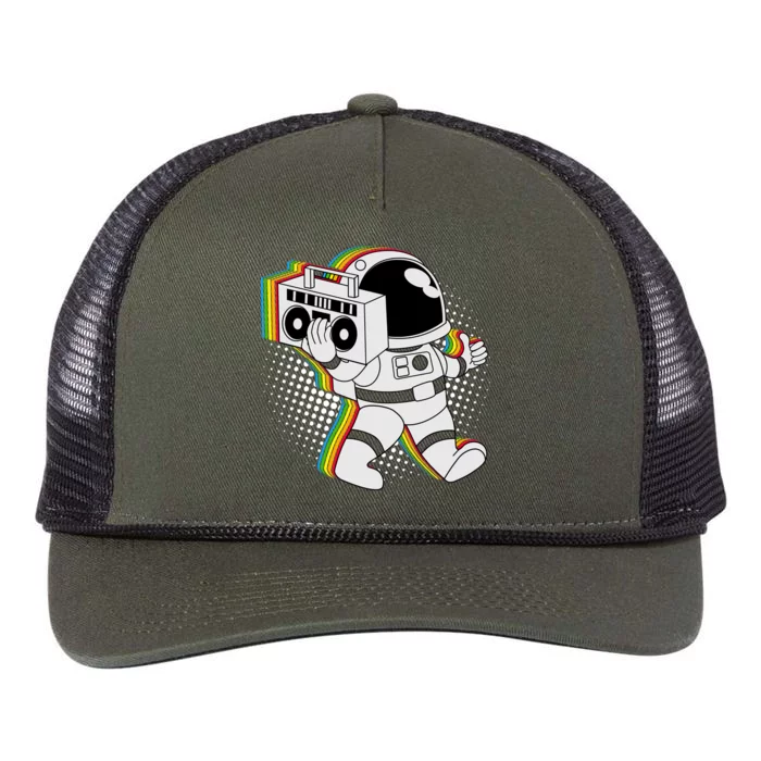 Space Astronaut Boombox Retro Rope Trucker Hat Cap