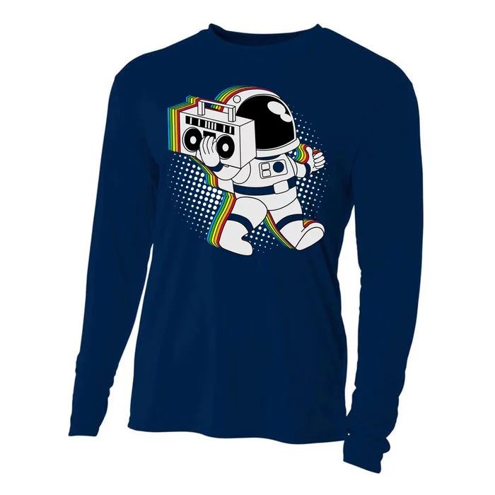 Space Astronaut Boombox Cooling Performance Long Sleeve Crew