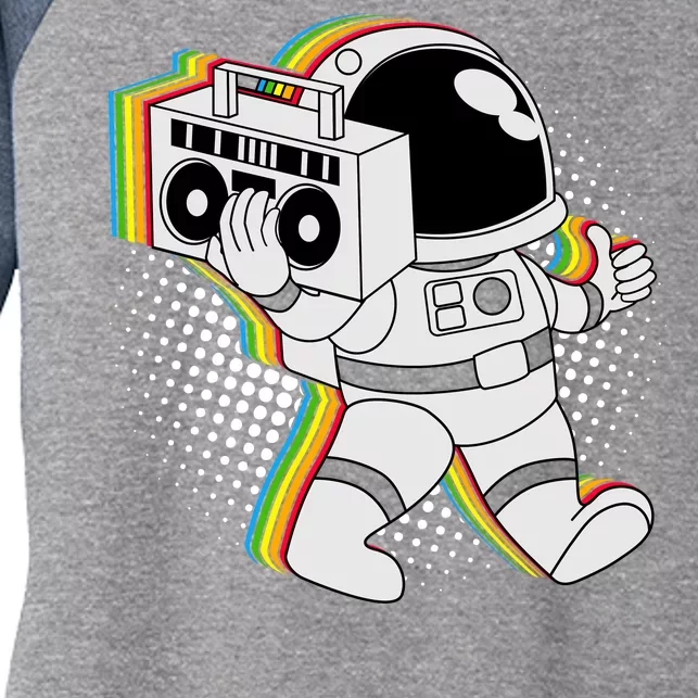 Space Astronaut Boombox Women's Tri-Blend 3/4-Sleeve Raglan Shirt