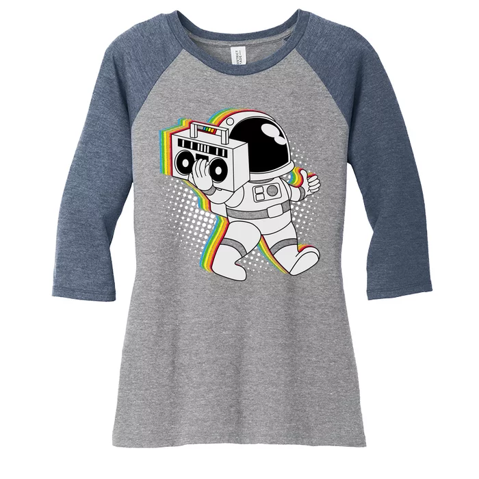 Space Astronaut Boombox Women's Tri-Blend 3/4-Sleeve Raglan Shirt