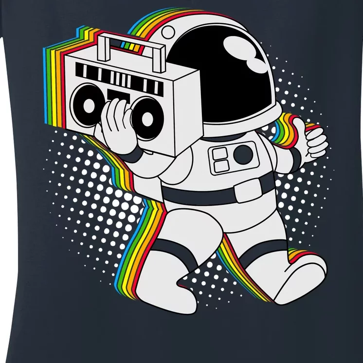 Space Astronaut Boombox Women's V-Neck T-Shirt