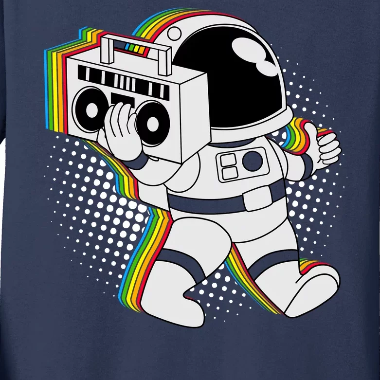 Space Astronaut Boombox Kids Long Sleeve Shirt