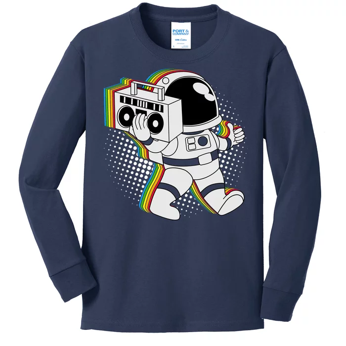 Space Astronaut Boombox Kids Long Sleeve Shirt