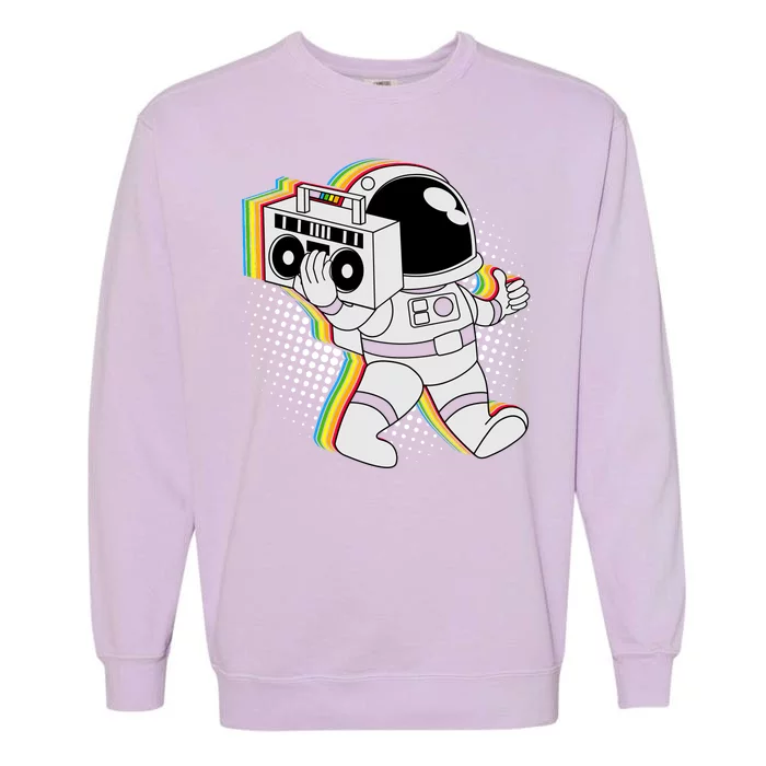 Space Astronaut Boombox Garment-Dyed Sweatshirt