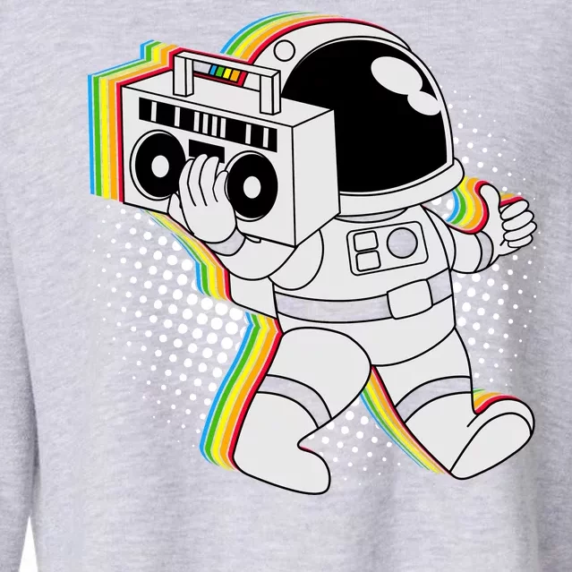 Space Astronaut Boombox Cropped Pullover Crew