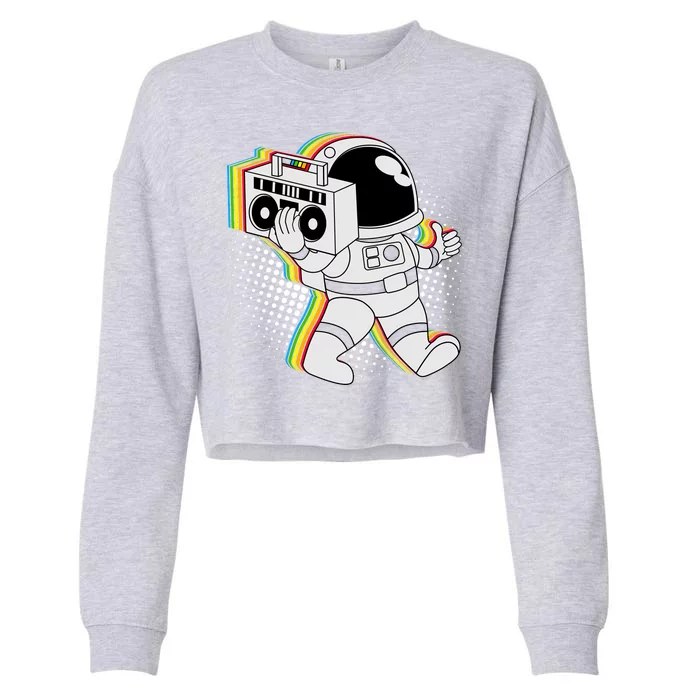 Space Astronaut Boombox Cropped Pullover Crew