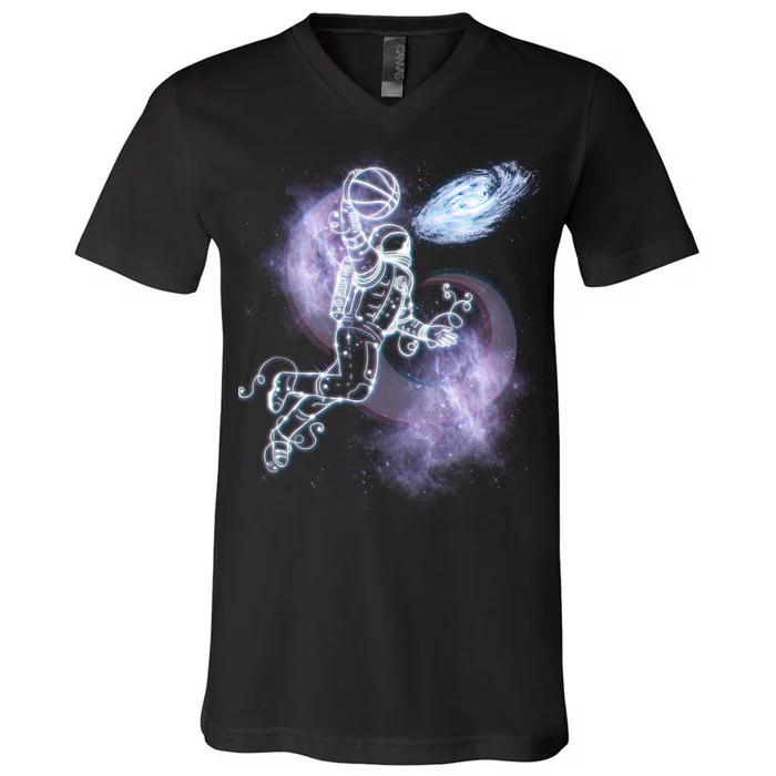 Space Astronaut Dunk Nebula Jam V-Neck T-Shirt