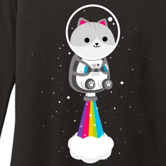 Space Cat Blasting Off Womens CVC Long Sleeve Shirt