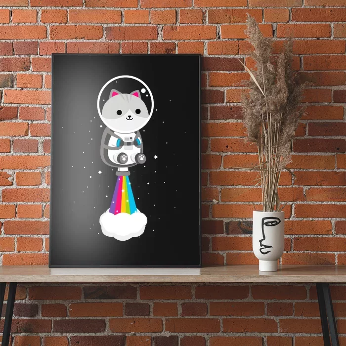 Space Cat Blasting Off Poster