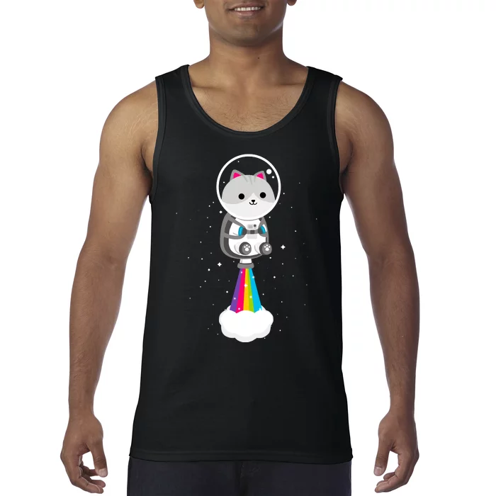 Space Cat Blasting Off Tank Top