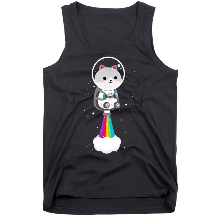 Space Cat Blasting Off Tank Top