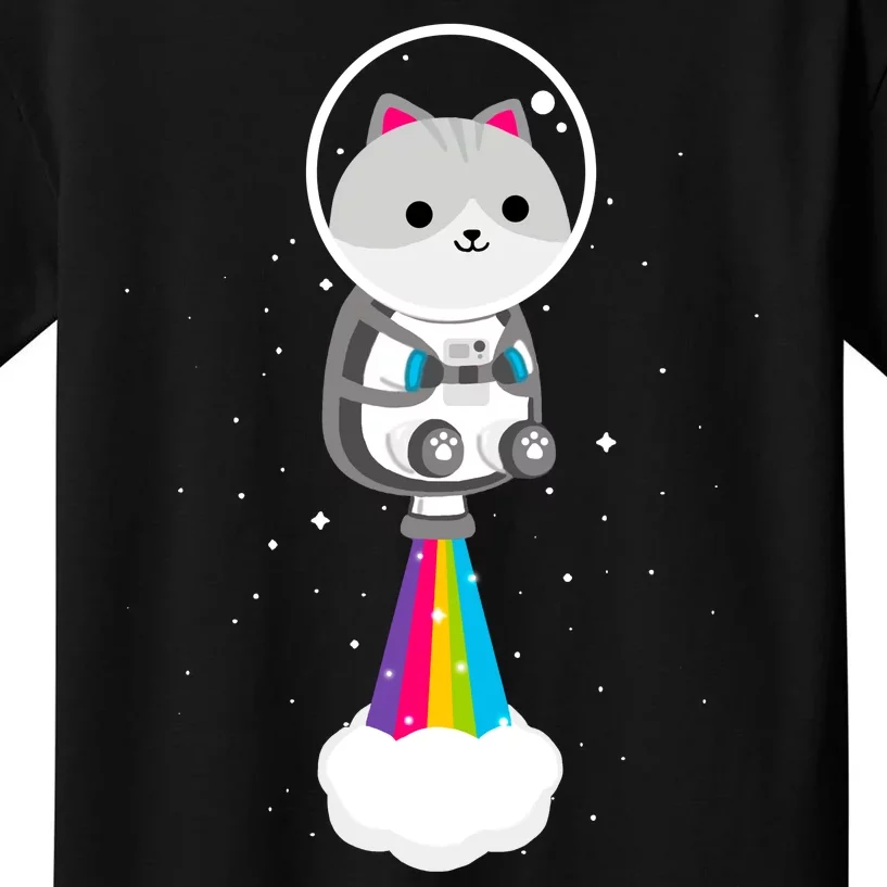 Space Cat Blasting Off Kids T-Shirt